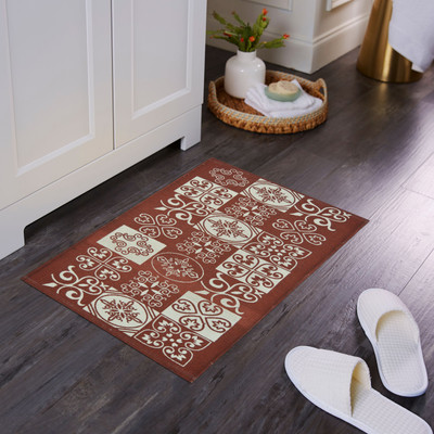 house of handmade Cotton Floor Mat(Brown, Pack of 2, Medium)
