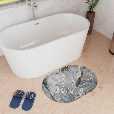 KUBER INDUSTRIES Polyester, Rubber Bathroom Mat(Gray, Medium)