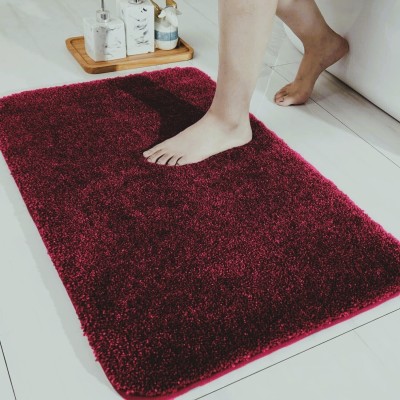 ANAYKA HOME FURNISHING Microfiber Bathroom Mat(Maroon, Free)