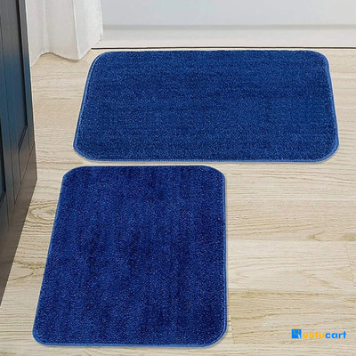 VSTUCART Microfiber Door Mat(Blue, Medium, Pack of 2)