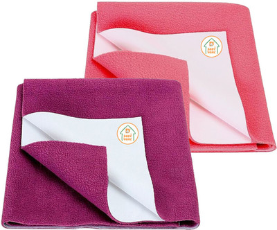 D BABY HOME Cotton Baby Bed Protecting Mat(Rani Pink + Salmon Rose, Pack of 2, Large)