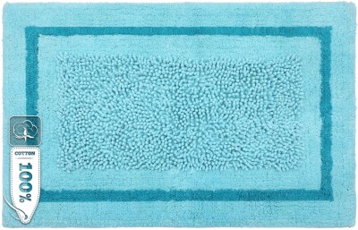 Kinton Crafts Cotton Bathroom Mat(Blue, Large)