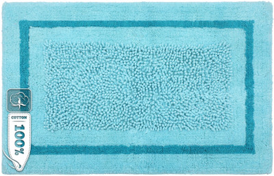 Kinton Crafts Cotton Bathroom Mat(Blue, Large)