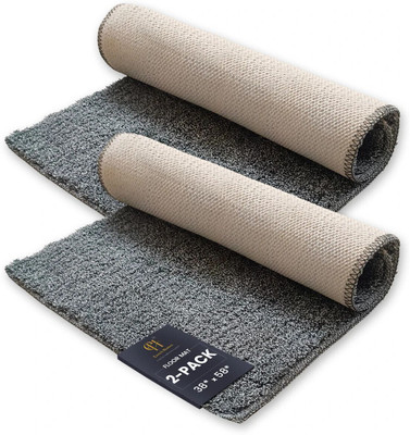 Enrich Homes Microfiber Door Mat(Grey, Pack of 2, Medium)