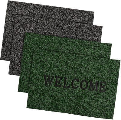 KUBER INDUSTRIES Rubber Door Mat(Grey, Green, Large, Pack of 4)