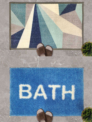 Athom Living Polyester Floor Mat(Multicolor, Medium, Pack of 2)