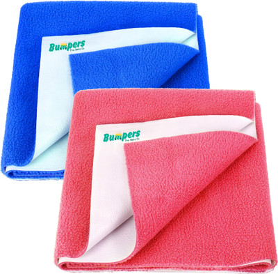 Bumpers Polycotton Baby Bed Protecting Mat(Pink, Blue, Medium, Pack of 2)
