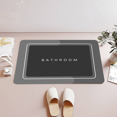 Synervo Rubber Bathroom Mat(Black & Grey, Medium)