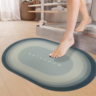 unovate Polyester Bathroom Mat(Blue, Grey, Medium)