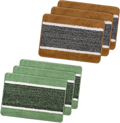 KUBER INDUSTRIES Microfiber Door Mat(Gold, Green, Medium, Pack of 6)