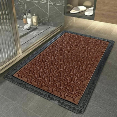 Shoppingzone Rubber Door Mat(Brown, Large)