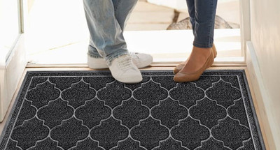 Kairali Rubber Door & Floor Mat(Black, Medium)