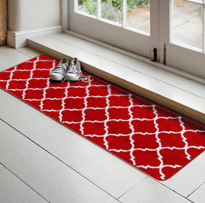 HYTYPE Microfiber Kitchen Mat(Red White, Small)