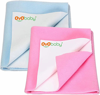 Oyo Baby Cotton Baby Bed Protecting Mat(Blue+Pink, Pack of 2, Small)