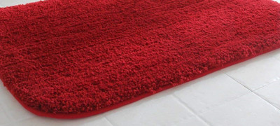 Chhogli Microfiber Bathroom Mat(Red, Medium)
