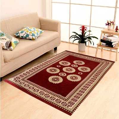 WebDealz 140 cm  X 210 cm Polyester, Chenille Carpet(Rectangle, Maroon)