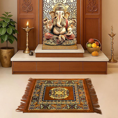 KUBER INDUSTRIES Velvet Prayer Mat(Gold, Free)