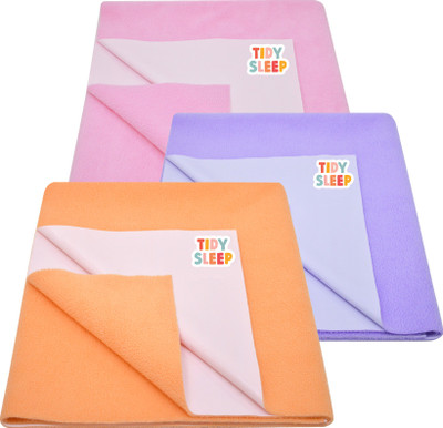 TIDY SLEEP Cotton, Fleece Baby Bed Protecting Mat(Baby Pink & Peach & Lilac, Medium, Pack of 3)
