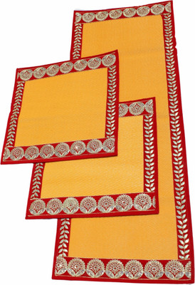 sajawat Plastic Chatai Mat(Yellow, Medium, Pack of 3)