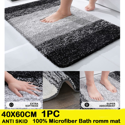 Chhogli Microfiber Bathroom Mat(Black, Medium)