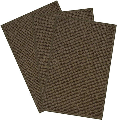 Casanest Microfiber Bathroom Mat(DARK BROWN, Medium, Pack of 3)