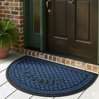 TICOLO Rubber Door & Floor Mat(Blue, Black, Medium)