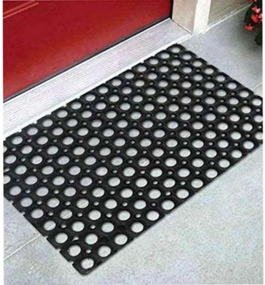 QUICKAND FAST Rubber Door Mat(Black, Pack of 2, Extra Large)