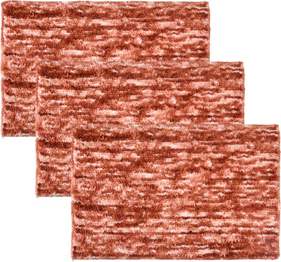 KUBER INDUSTRIES Microfiber Door Mat(Orange, Medium, Pack of 3)