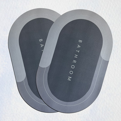 GRISHVA Rubber Bathroom Mat(Grey, Pack of 2, Medium)