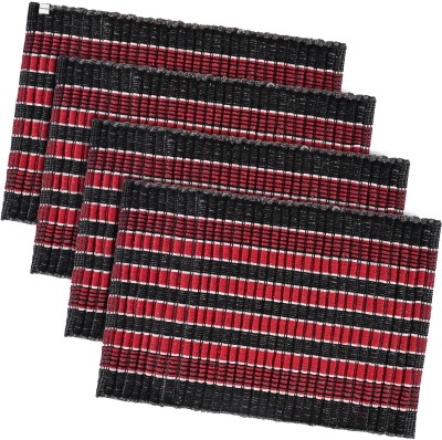 HOMESTIC Cotton Door Mat(Red, Black, Medium, Pack of 4)