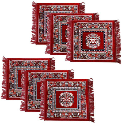 KUBER INDUSTRIES Velvet Prayer Mat(Red, Medium, Pack of 6)