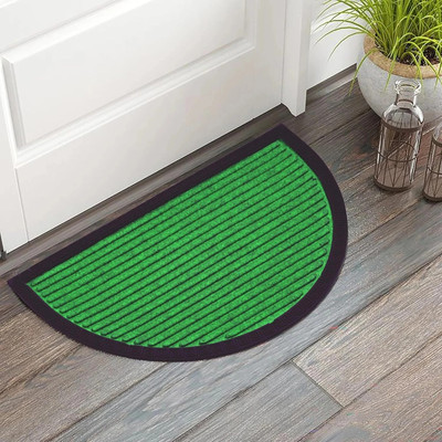 Shoppingzone PP (Polypropylene), Rubber Door Mat(D-Shape-Green, Extra Large)