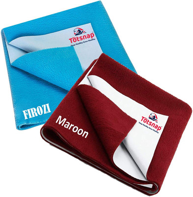 Totsnap Cotton Baby Bed Protecting Mat(Firozi , Maroon, Pack of 2, Medium)