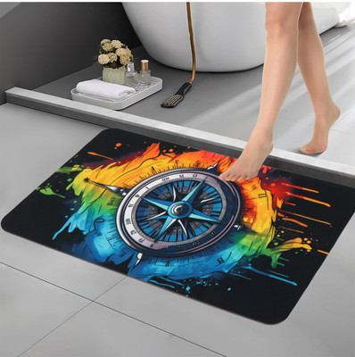 BELLA TRUE Rubber Bathroom Mat(Black, Medium)