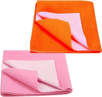 Ecom Collection Hub Fleece Baby Bed Protecting Mat(Pink, Orange1, Small, Pack of 2)