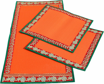sajawat Plastic Chatai Mat(Orange, Medium, Pack of 3)
