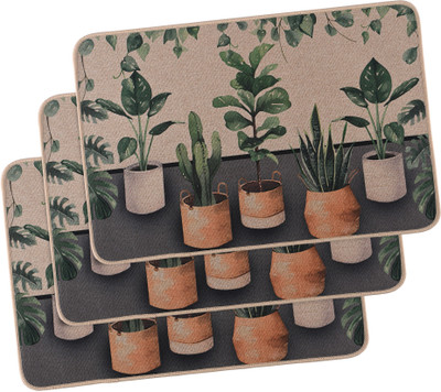 KUBER INDUSTRIES Polyester Door Mat(Brown, Free, Pack of 3)