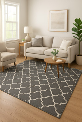 TAUFEEQ Cotton Floor Protecting Mat(Grey, White, Free)