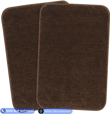 MAA HOME CONCEPT Microfiber Floor Mat(Brown, Medium, Pack of 2)