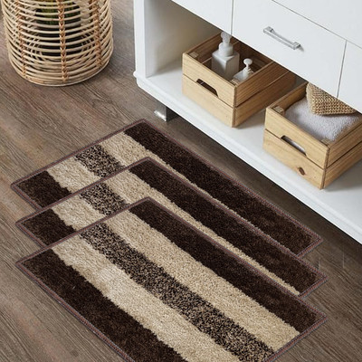 Sunvibe Microfiber Door Mat(Brown, Medium, Pack of 3)