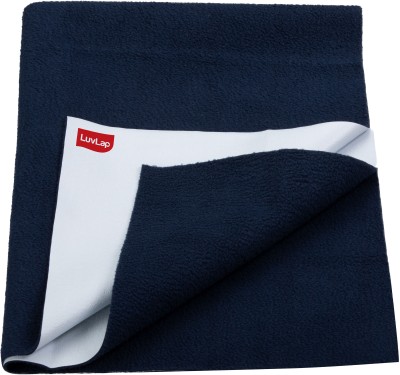 LuvLap Cotton Baby Bed Protecting Mat(Navy Blue, Small)