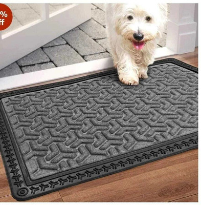 TICOLO Rubber Door & Floor Mat(Grey, Medium)