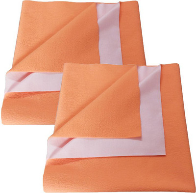 SBTs Cotton Baby Bed Protecting Mat(Orange, Pack of 2, Small)