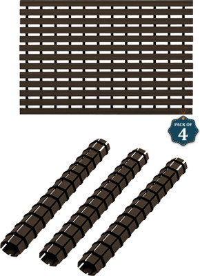KUBER INDUSTRIES Plastic Bathroom Mat(Brown, Medium, Pack of 4)