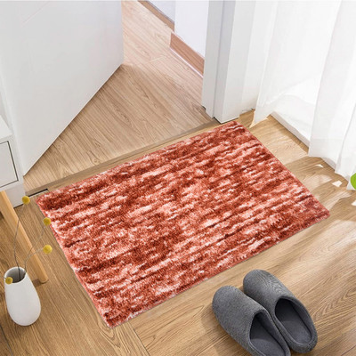 KUBER INDUSTRIES Microfiber Door Mat(Orange, Medium)