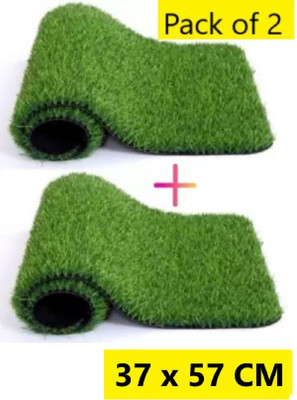 AAVAHAN Artificial Grass, PP (Polypropylene), PVC (Polyvinyl Chloride) Door Mat(Green, Pack of 2, Large)