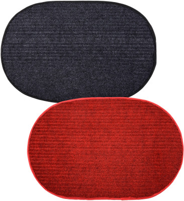 KUBER INDUSTRIES Wool Door Mat(Multicolor, Medium, Pack of 2)