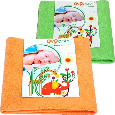 Oyo Baby Cotton Baby Bed Protecting Mat(Light Green+Orange, Small)