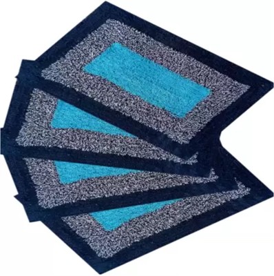 KALYAN GLOBAL Cotton Door Mat(Blue4, Small, Pack of 4)