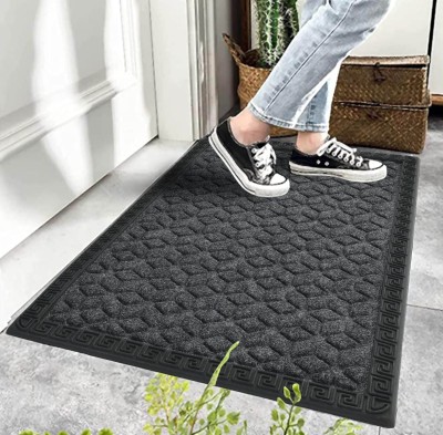 HOWNICE Cotton, Polyester, Microfiber Door Mat(Grey, Medium)